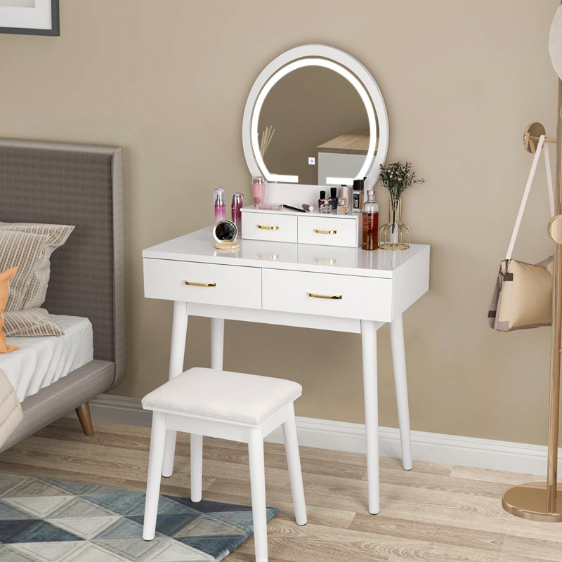 Corrigan Studio® Ami Vanity Set with Stool and Mirror & Reviews